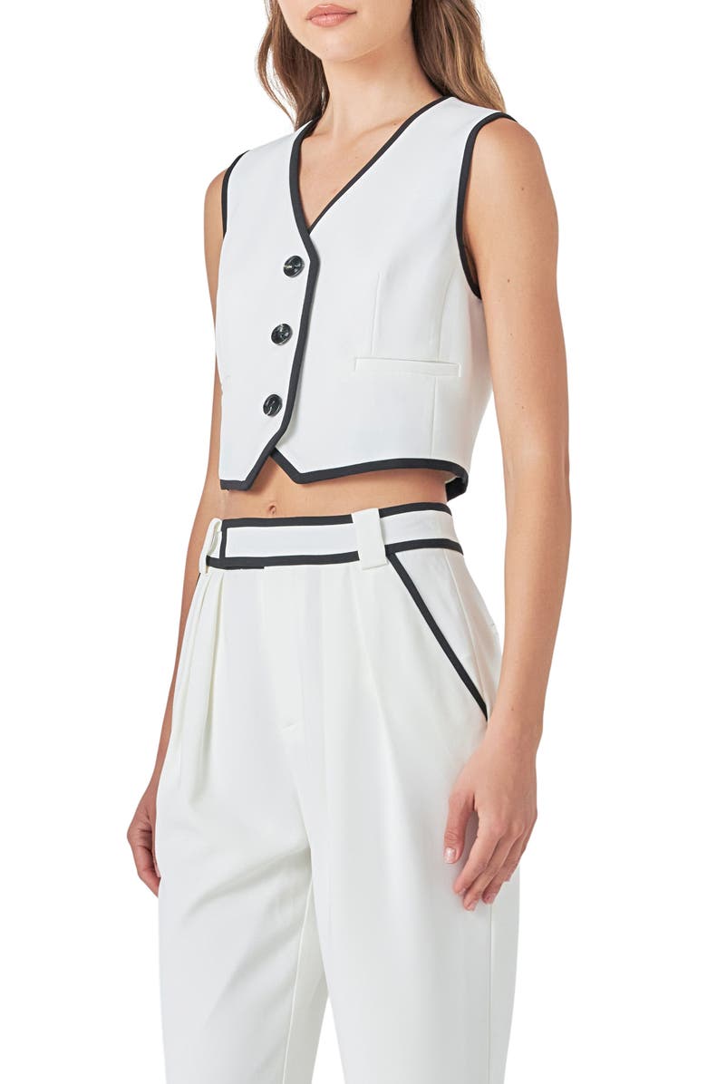 Endless Rose Contrast Binding Waistcoat, Alternate, color,