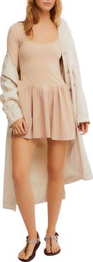 Free People Onda Long Sleeve Stretch Cotton Minidress