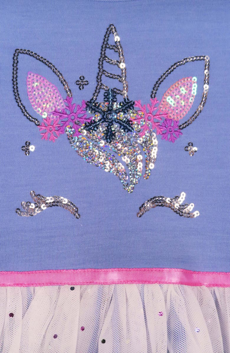 Zunie Kids' Unicorn Long Sleeve Ruffle Dress, Alternate, color,