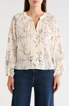 Embroidered Long Sleeve Cotton Top