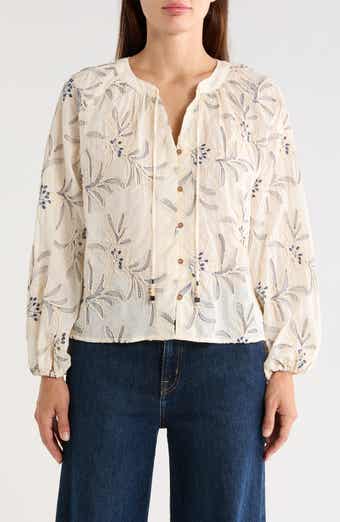 Embroidered Long Sleeve Cotton Top