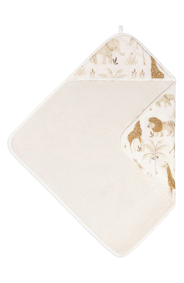 CRANE BABY Hooded Cotton Baby Towel, Main, color, Brown/ White