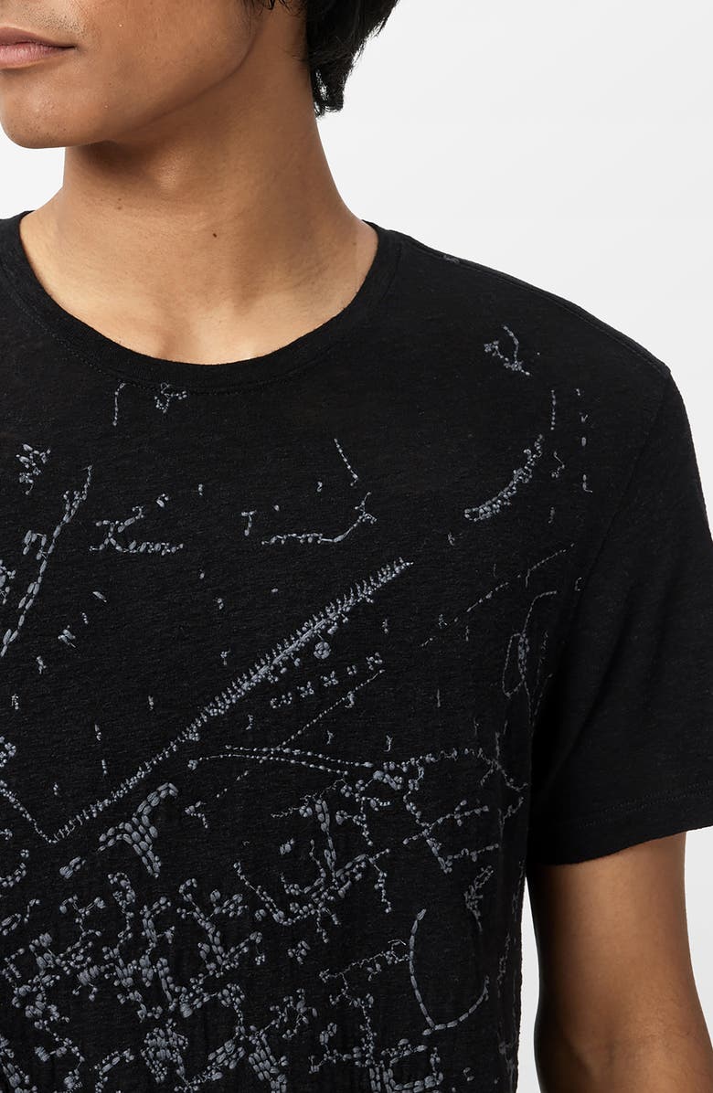 John Varvatos Embroidered Crewneck T-Shirt, Alternate, color, Black