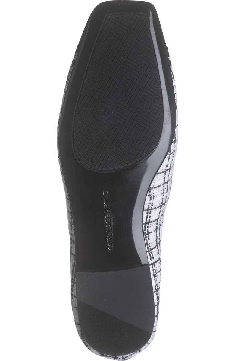 KARL LAGERFELD PARIS Zofia Cap Toe Tweed Flat, Alternate, color, White/ Black