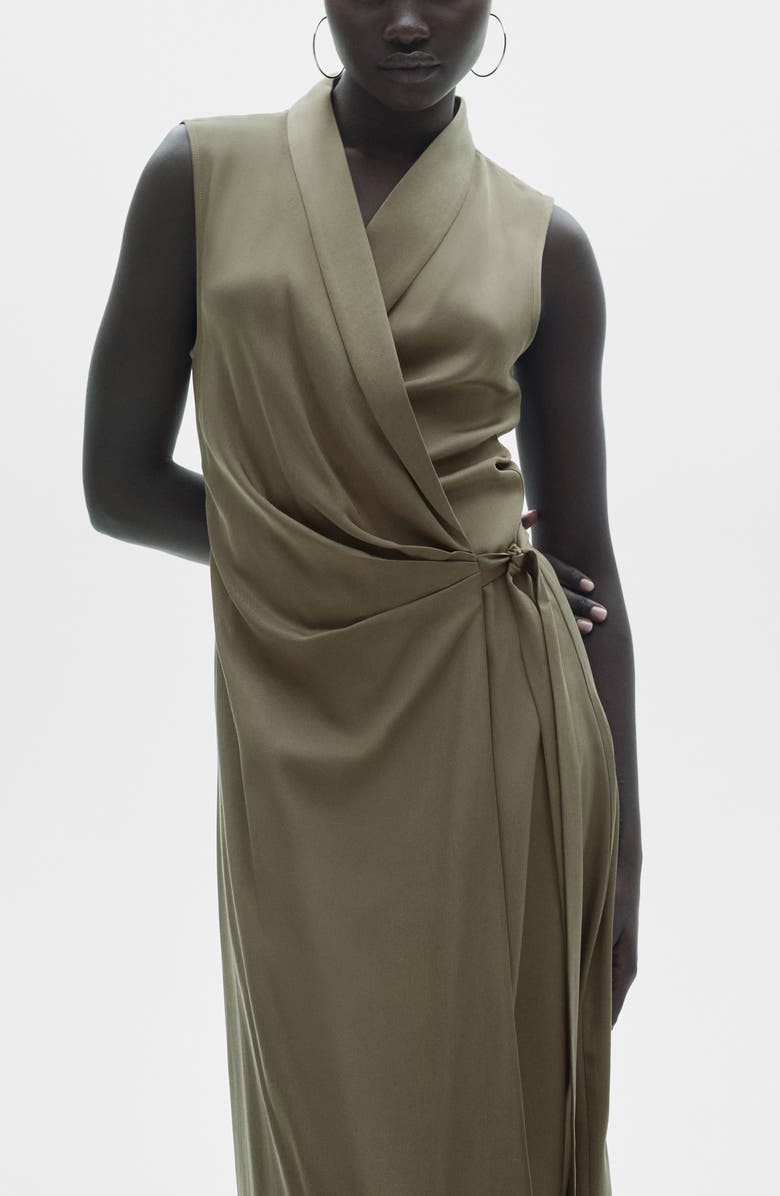 MANGO Sleeveless Wrap Dress, Alternate, color,