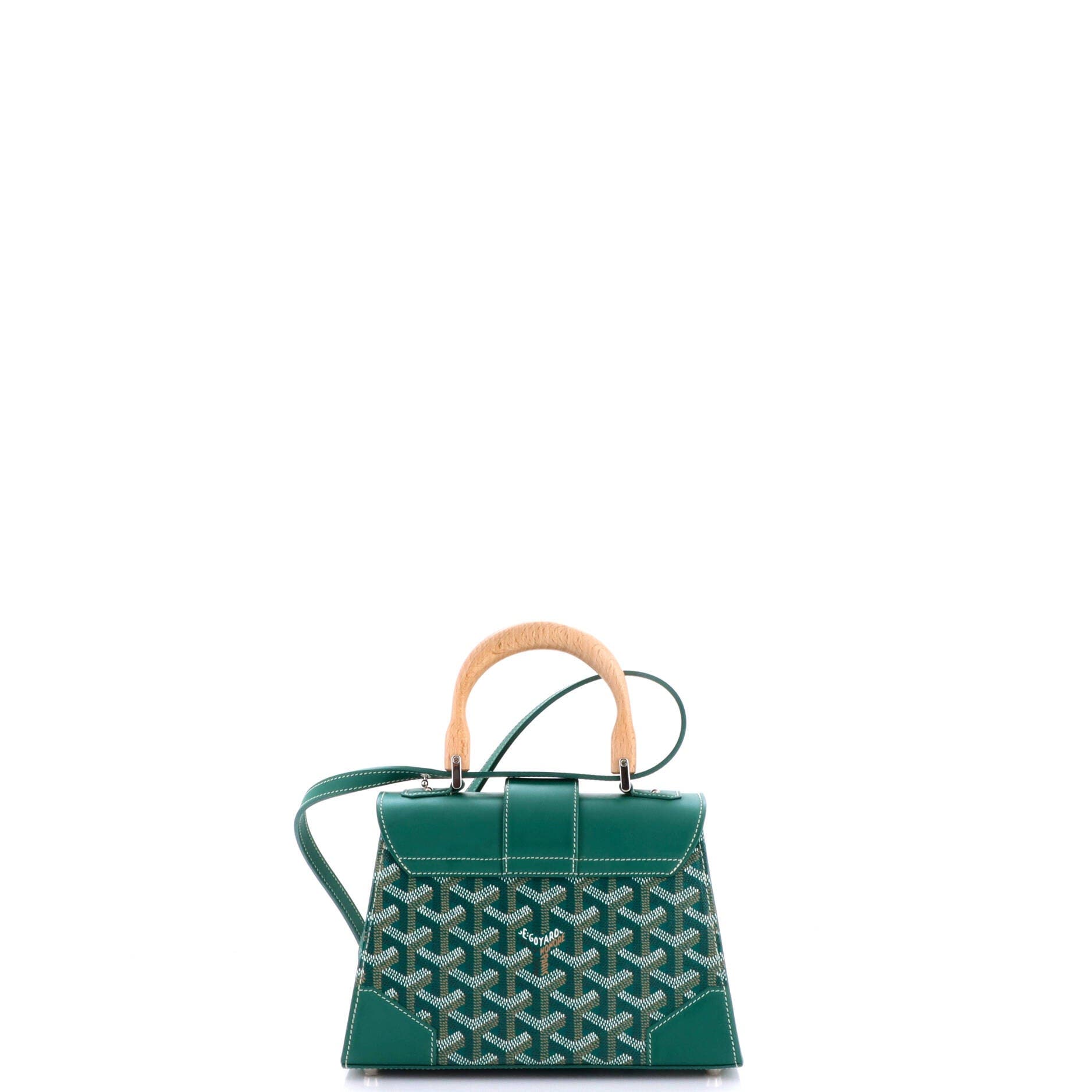 Structured Saigon Top Handle Bag Coated Canvas with Leather Mini, Alternate, color, Green