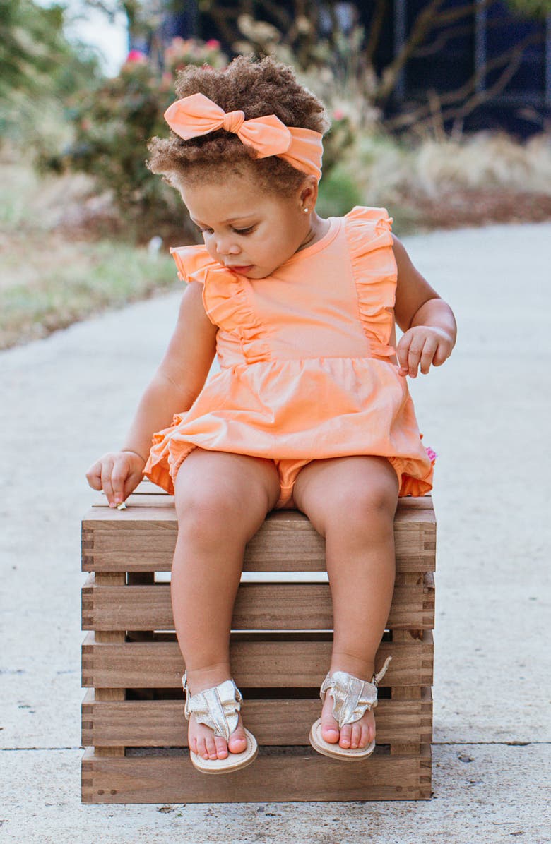 RuffleButts Waterfall Ruffle Bubble Romper & Head Wrap Set, Alternate, color,