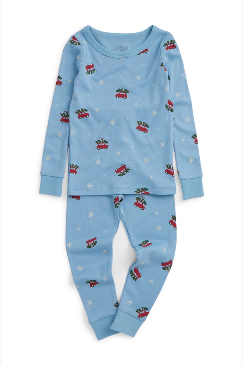 Snowy Car Pyjamas, Main, color, Christmas Car Print