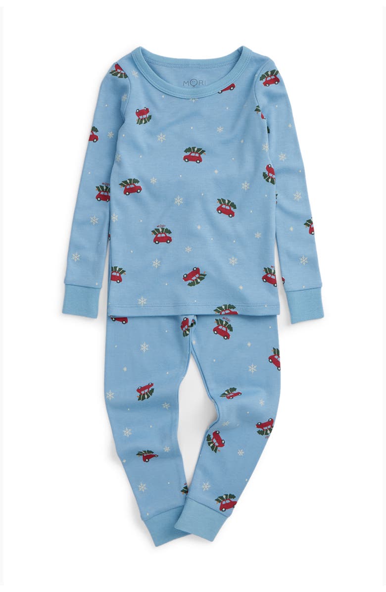MORI Snowy Car Pyjamas, Main, color, Christmas Car Print