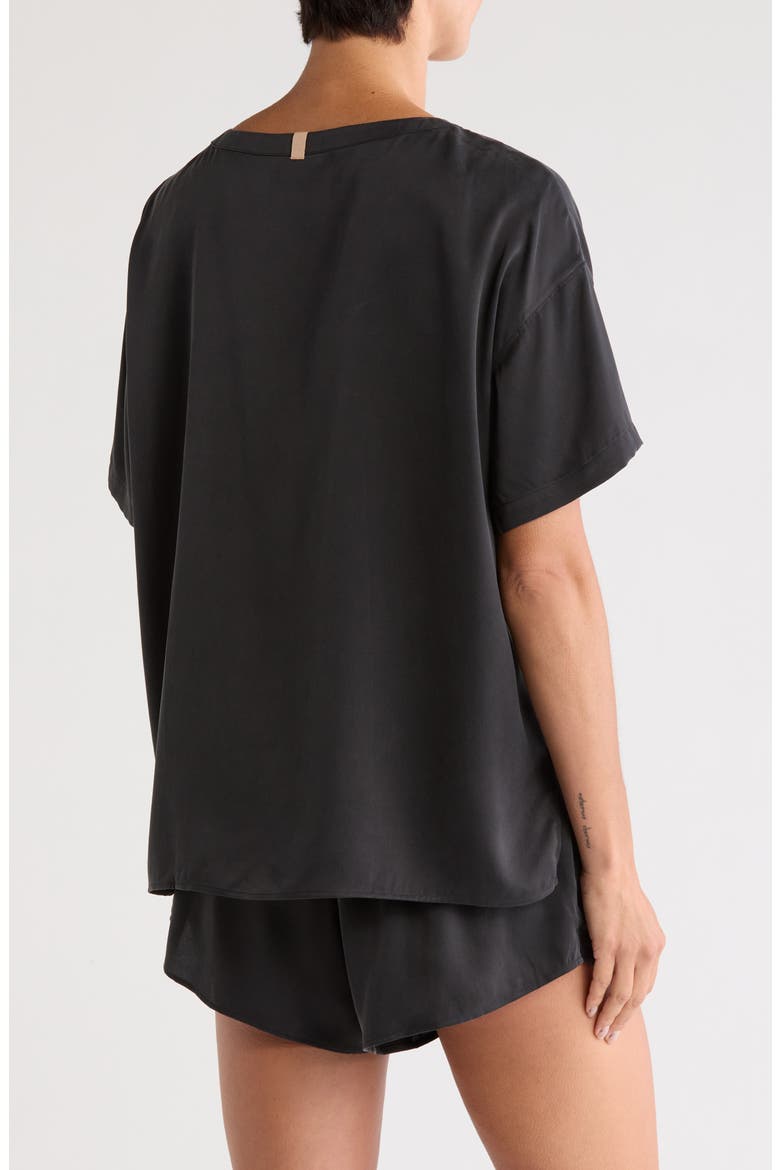 Washable Silk Short Pajamas, Alternate, color, IMMERSED BLACK