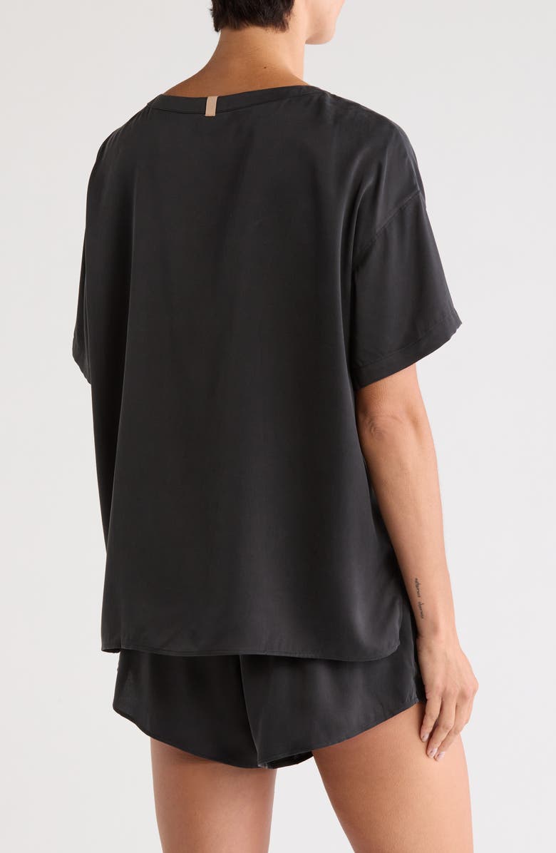Lunya Washable Silk Short Pajamas, Alternate, color, Immersed Black