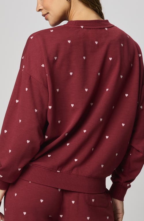 Splendid Love Lounge Embroidered Sweatshirt In Red
