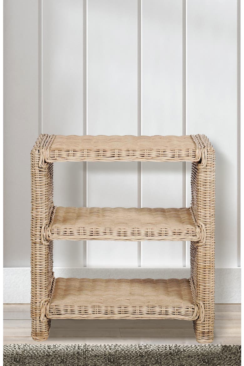 Praerie Bohemian Woven 3-Tier Open Shelf End Table, Nightstand Side Table for Bedroom Living Room, Alternate, color, Natural