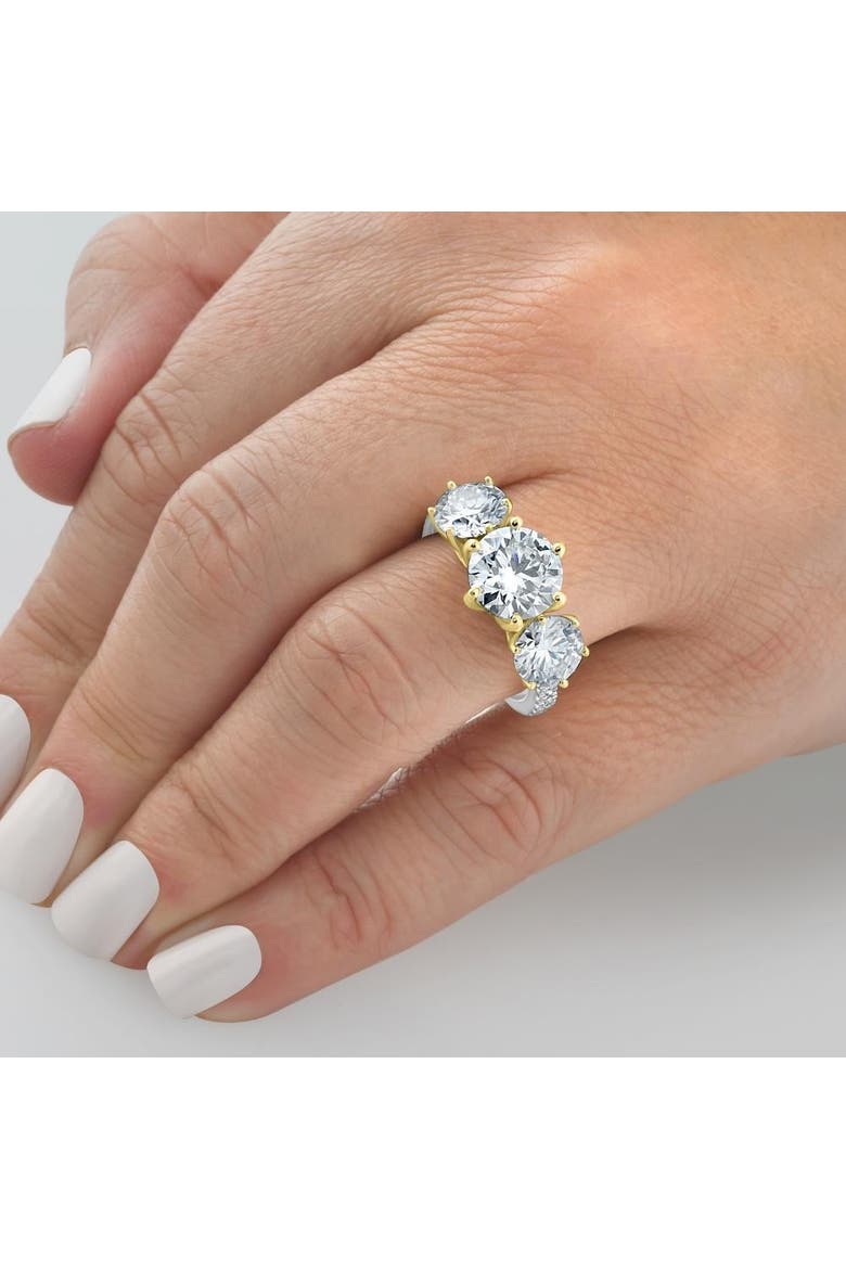 6 1/4 Ct Three Stone Diamond Engagement Ring Lab Grown Gold, Alternate, color, 10k White Gold