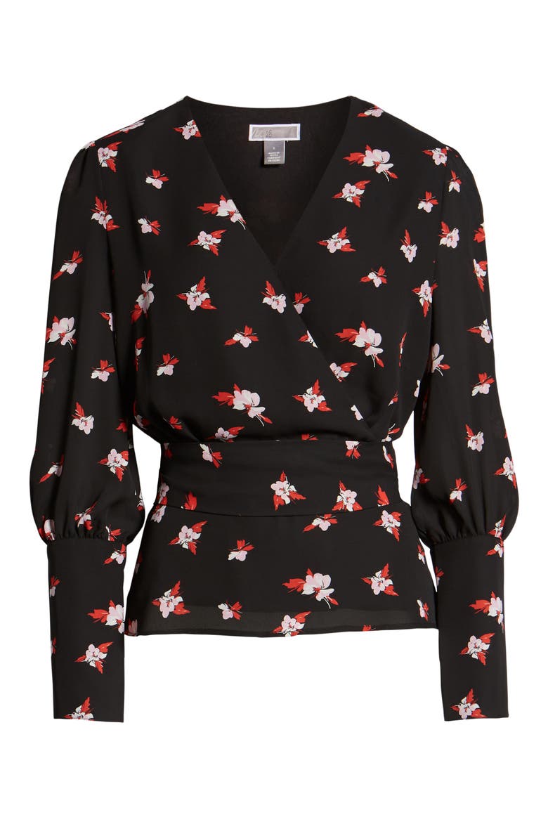 Tie Waist Blouse, Alternate, color, BLACK CHERRY BLOOM FLORAL