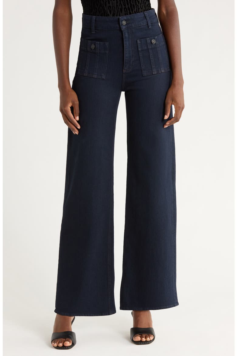 Anessa High Waist Patch Pocket Wide Leg Jeans, Main, color, DUCHESS