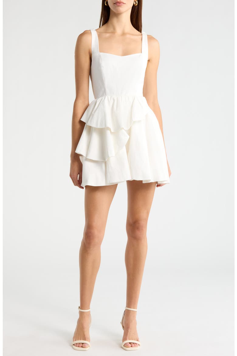 Sheralle Tiered Ruffle Minidress, Main, color, OFF WHITE