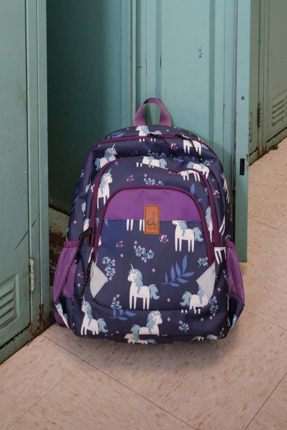 Deux par Deux Unicorn Lightweight Spacious Backpack, Alternate, color, Blue Unicorn Print