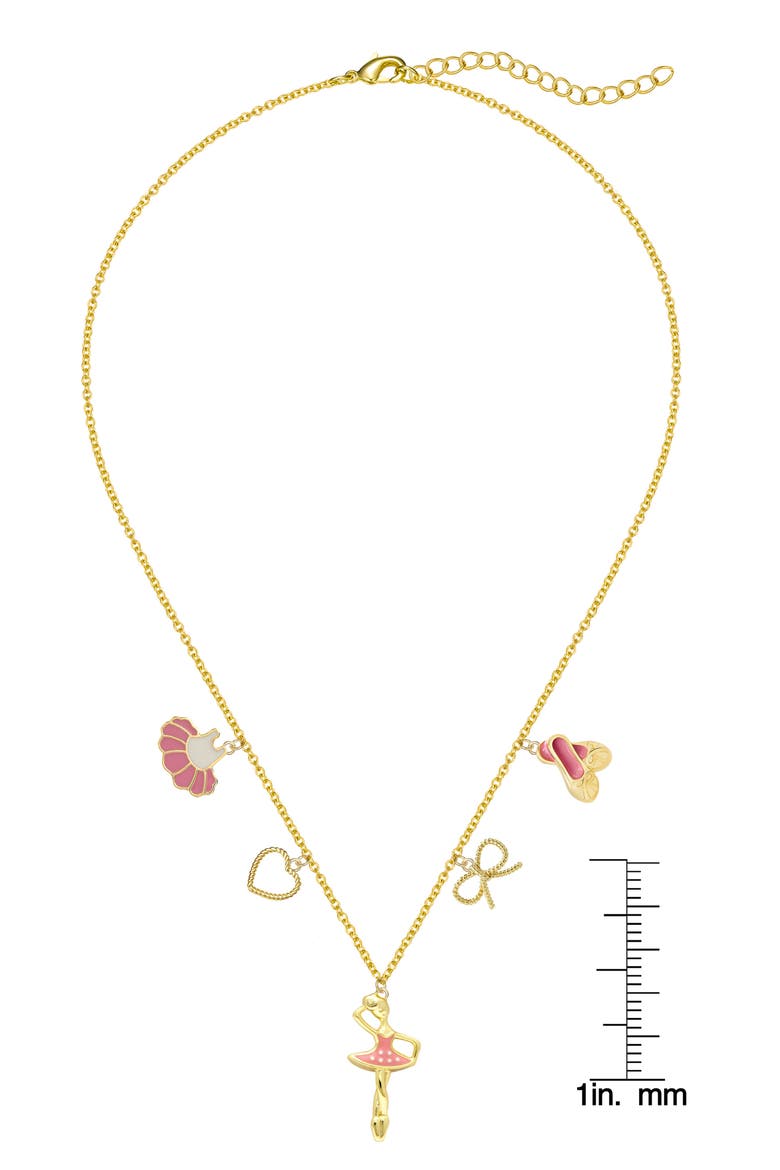 Kids' Ballet Enamel Charm Necklace, Alternate, color, GOLD