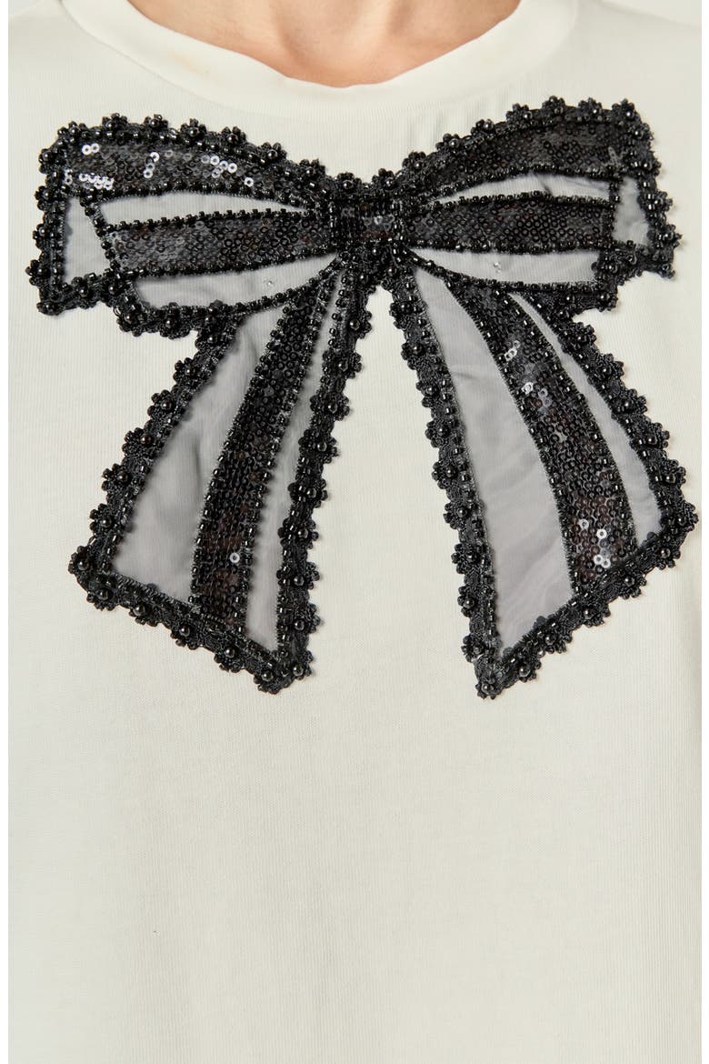 Appliqué Bow T-Shirt, Alternate, color, WHITE