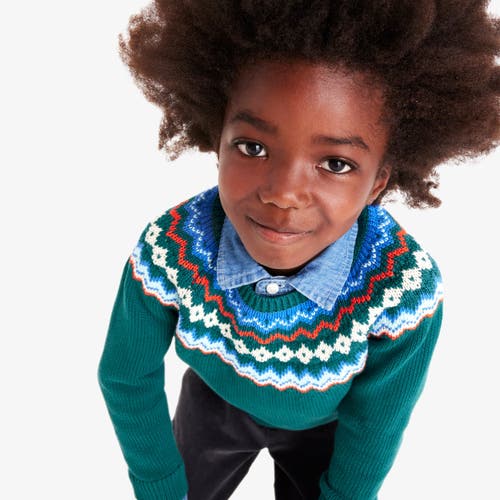 Primary Kids Fair Isle Sweater In Green