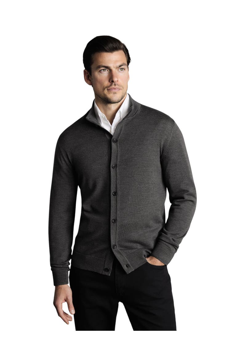 Merino Button Through Funnel Neck Cardigan, Main, color, Gray