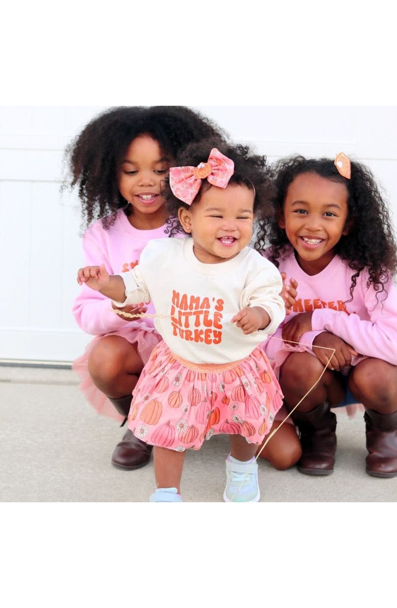 Sweet Wink Mama's Little Turkey Thanksgiving Long Sleeve Romper, Alternate, color, Natural