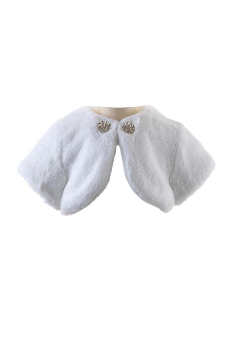 Diamante Faux Fur Bolero, Main, color, White
