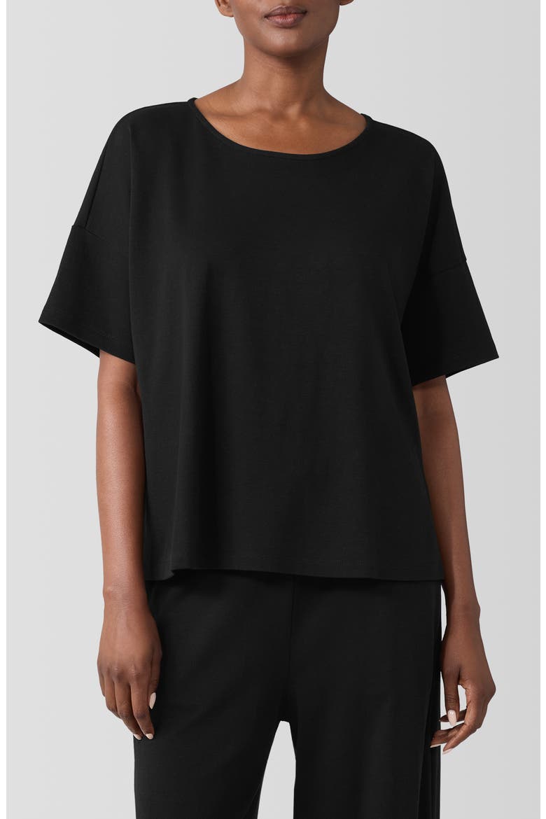 Boxy Organic Cotton Pajama Top, Main, color, BLACK