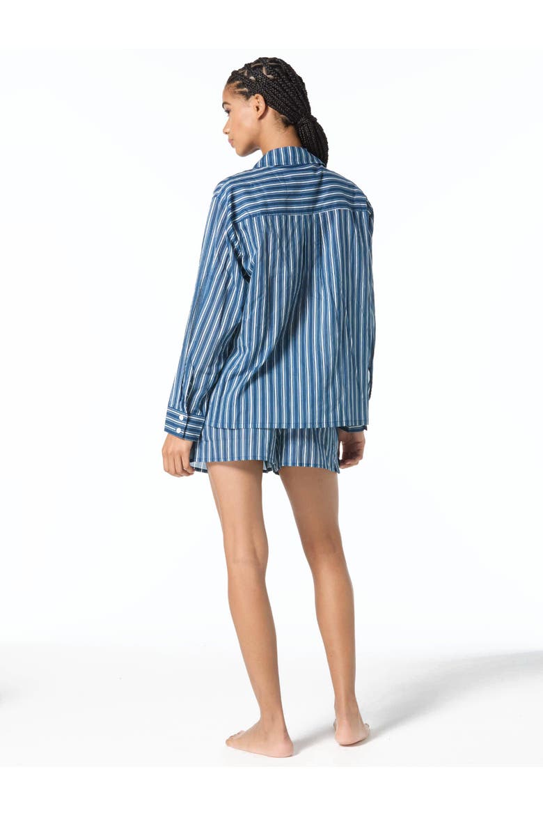 Marina Stripe Cover Up Shirt Swim, Alternate, color, River Blue