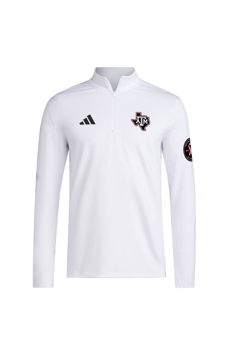 adidas Men's adidas White Texas A&M Aggies Wear Pink Quarter-Zip Pullover, Alternate, color, White