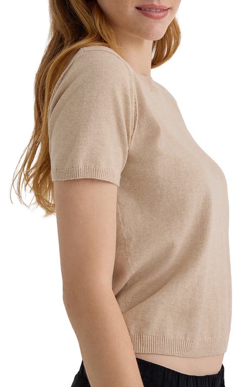 Bella Dahl Short Sleeve Cotton & Cashmere Top In Neutral
