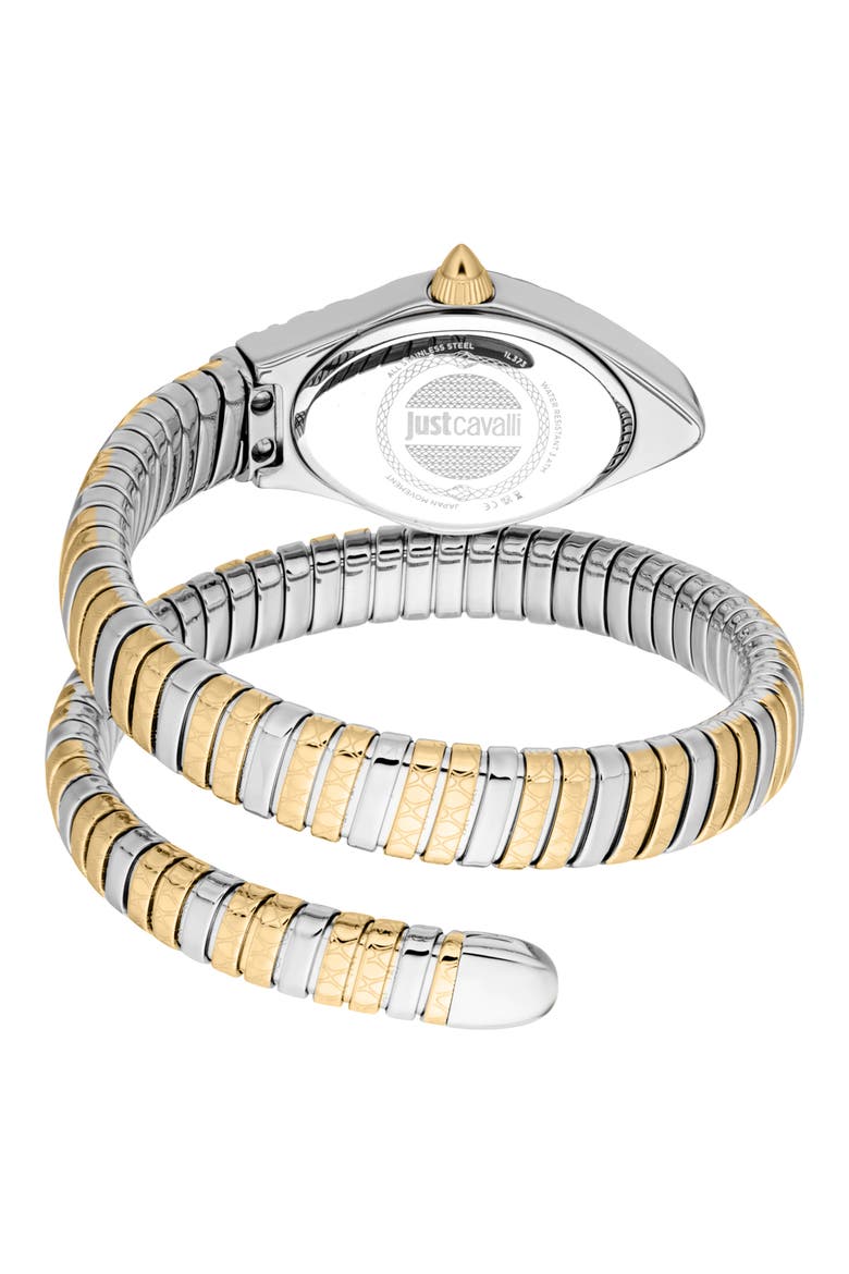Snake Two-Tone Wraparound Bracelet Watch, 20mm x 34.5mm, Alternate, color, TWO TONE SILVER / GOLD