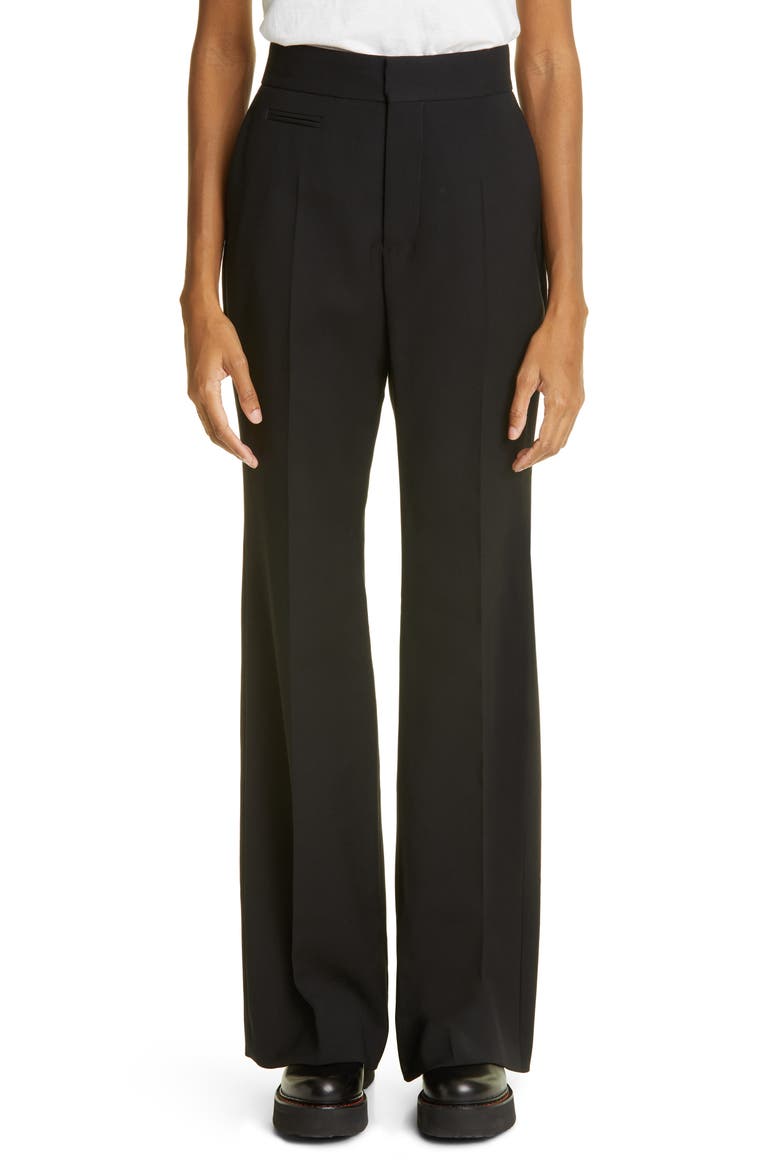 High Waist Flare Leg Wool Pants, Main, color, BLACK