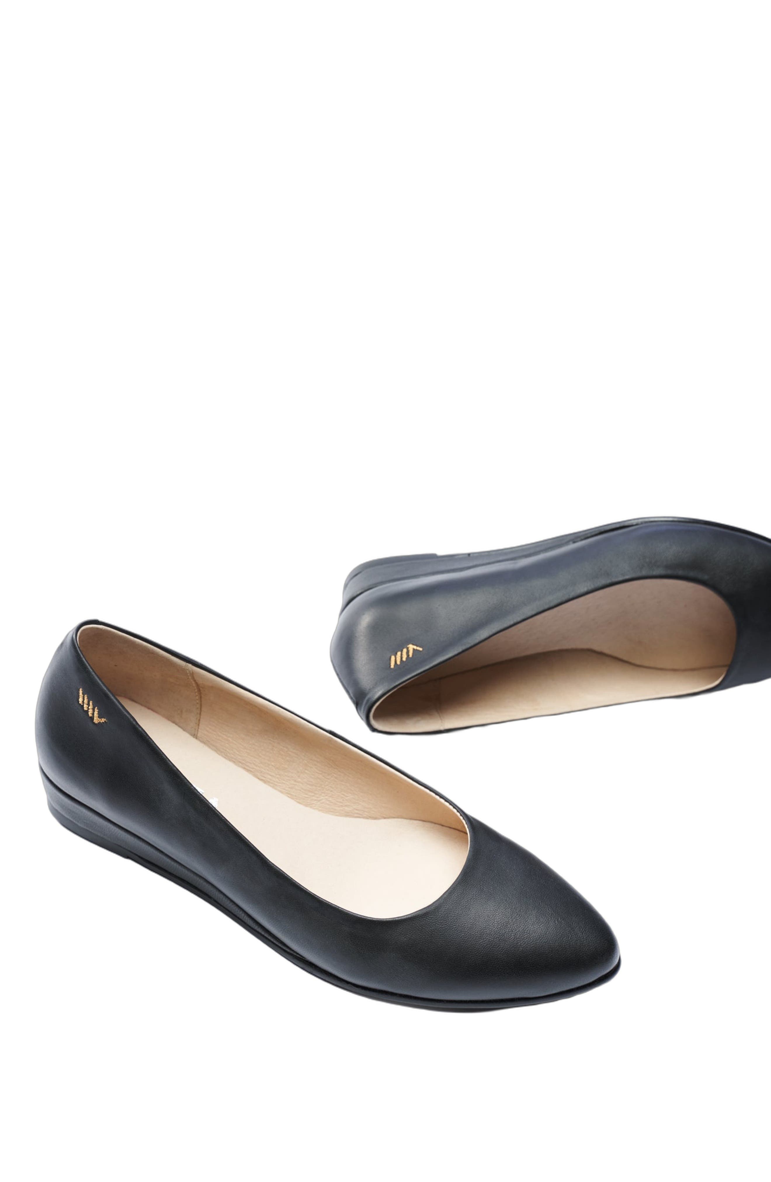 VISCATA Roma Leather Flats, Alternate, color, Black