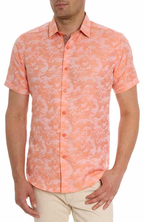 Robert Graham Poseidon Short Sleeve Linen & Cotton Jacquard Button-Up Shirt