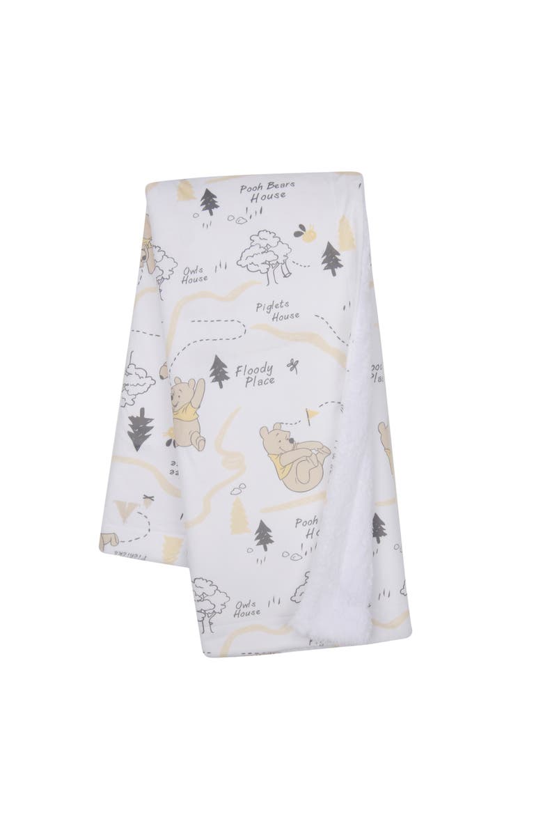 Lambs & Ivy Disney Baby Pooh and the Hundred Acre Woods White Baby Blanket, Main, color, White