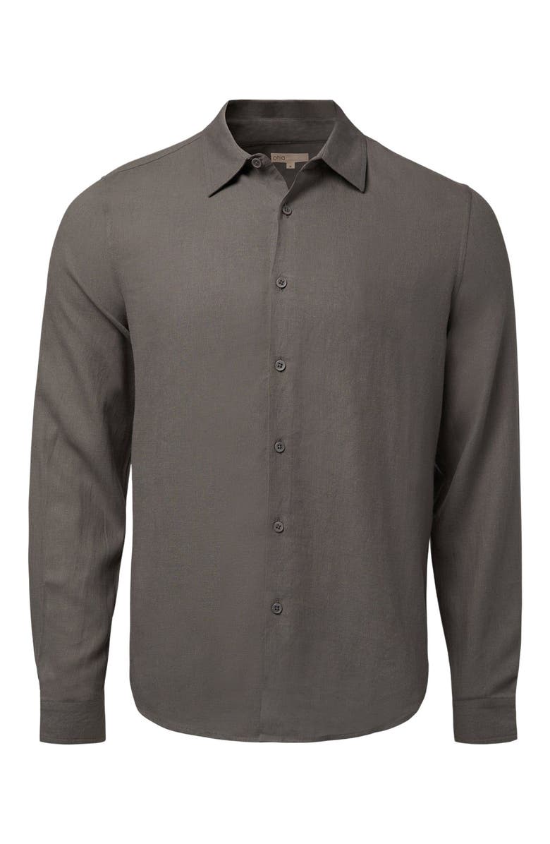 Onia Standard Long Sleeve Linen Shirt, Main, color, Charcoal Gray