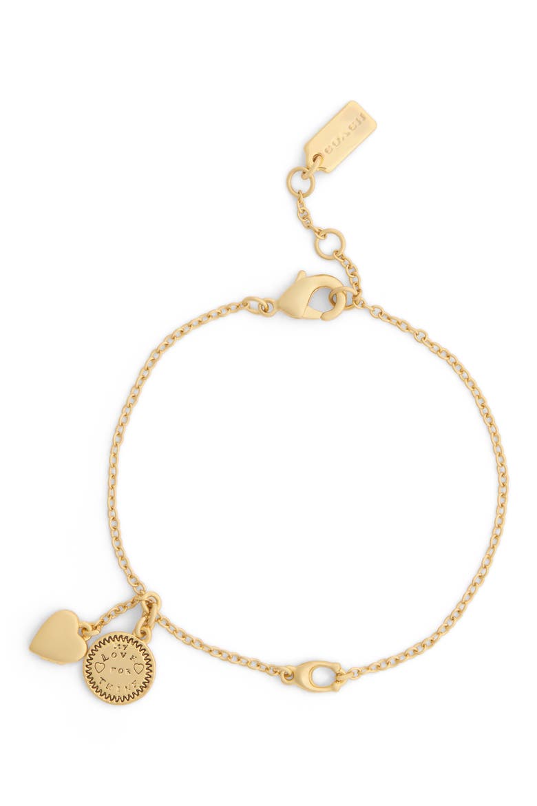 Heritage Charm Coin Heart Bracelet, Main, color, GOLD