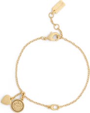 COACH Heritage Charm Coin Heart Bracelet