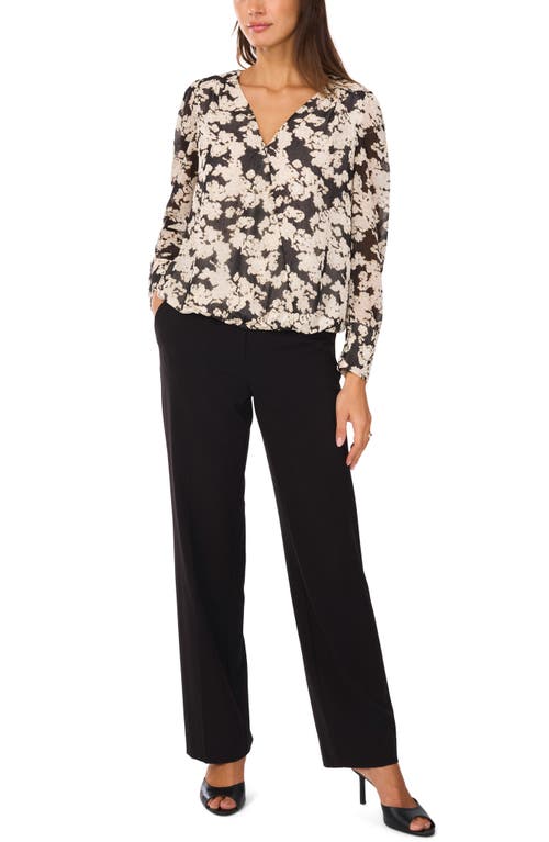 Shop Vince Camuto Floral Print Top In Rich Black