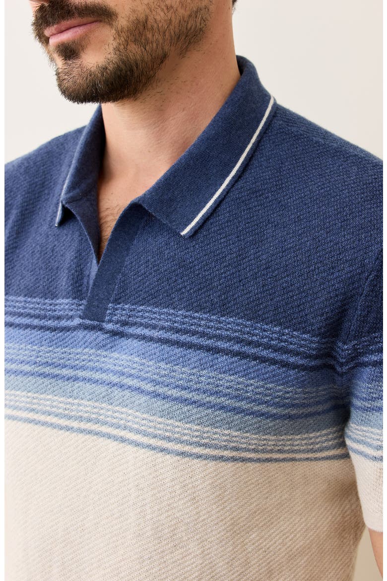 Greyson Short Sleeve Polo Sweater, Alternate, color, NAVY/ OATMEAL