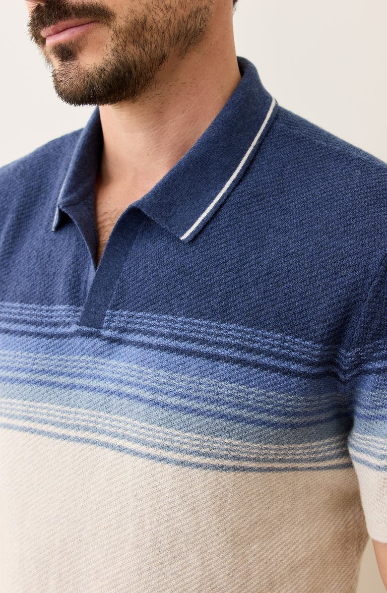 Marine Layer Greyson Short Sleeve Polo Sweater, Alternate, color, Navy/ Oatmeal
