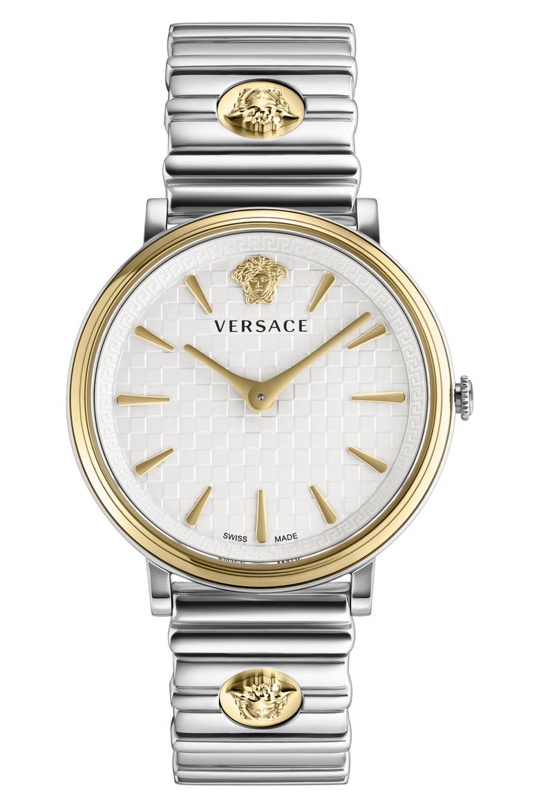 V-Circle Logomania Bracelet Watch, 38mm, Main, color, YELLOW GOLD