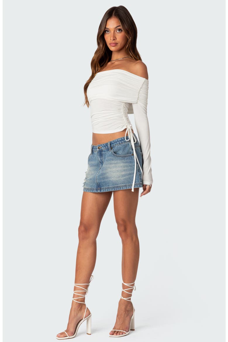 Foldover Off the Shoulder Knit Top, Alternate, color, WHITE