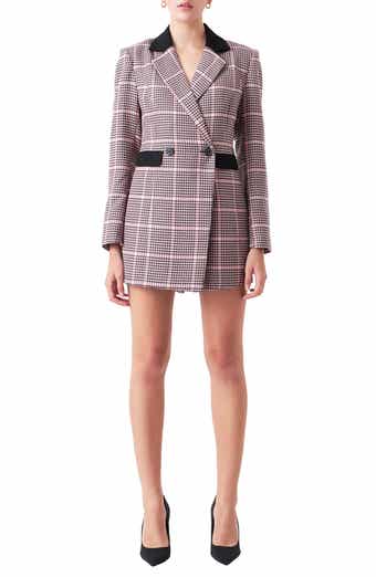 Houndstooth Check Long Sleeve Romper