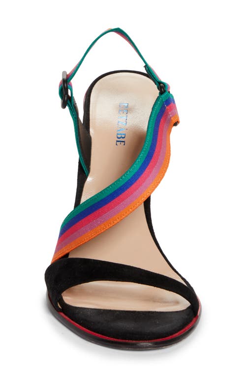 Betzábe Selena Pride Strap Sandal In Black Suede Pride Stripe