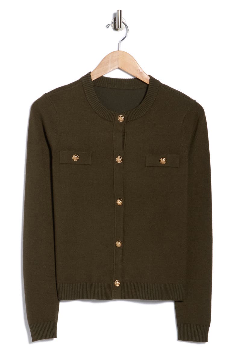 Keira Chest Pocket Cardigan, Alternate, color, RIFLE GREEN