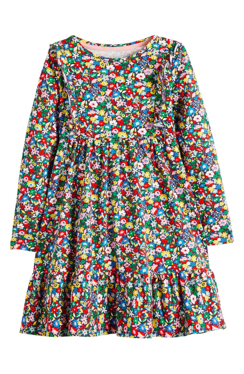 Mini Boden Kids' Print Tiered Cotton Dress, Main, color, 