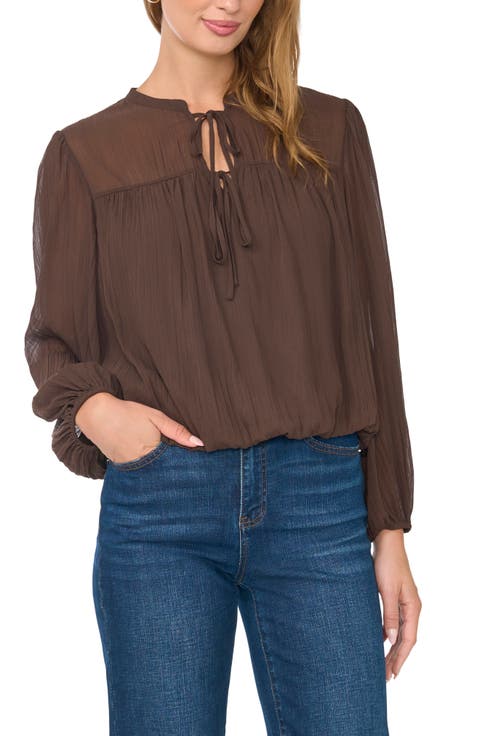 Tie Neck Bubble Hem Top